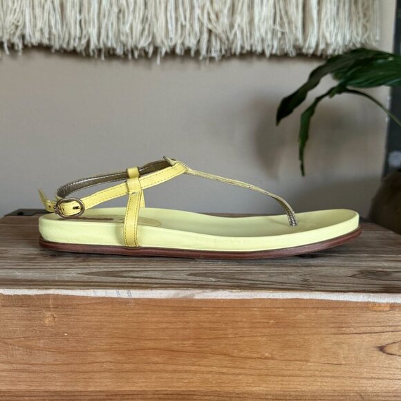 Sam Edelman Naomi Butter Yellow Croc Thong Angle Strap Thong Flat Sandal Size 8 - Picture 11 of 17